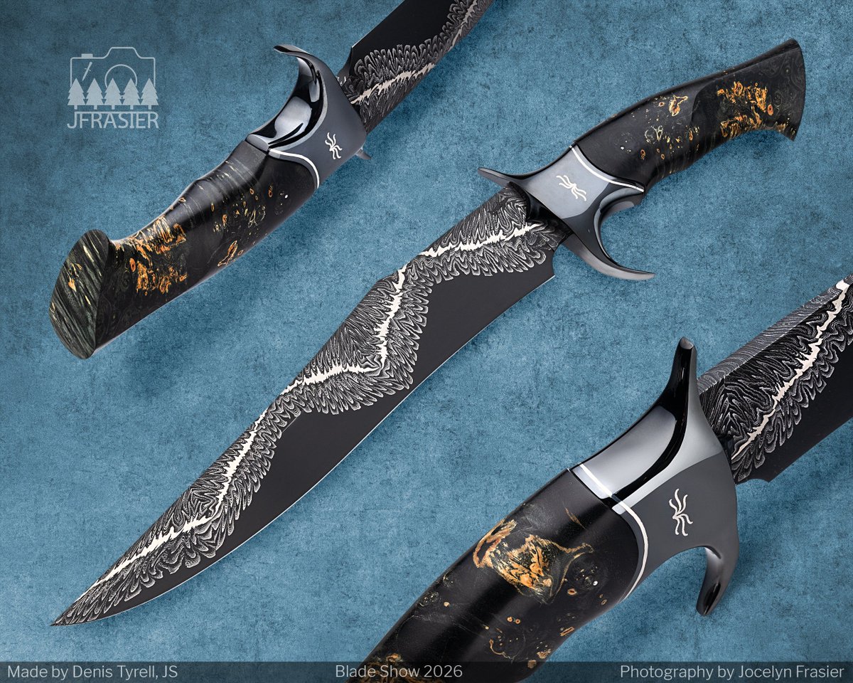 JFrasierPhoto's tweet photo. When knives become art... These three stunning piece by Denis Tyrell will stop you in your tracks.
#jfrasierphotography #customknife #knifephotography https://t.co/034y3XXUoh