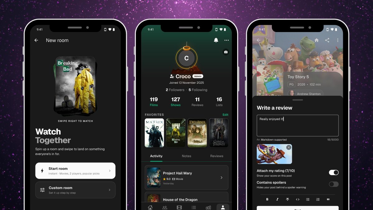 MovieParadise_'s tweet photo. Biggest update yet. Movie Paradise 5.0.0 is here!

My most social update to date. Here's everything new:

✦ The Social Tab The old AI tab is now Social, your home for deciding what to watch with someone else. A live feed of what people are watching and rating, watchlist comparison to find common ground, solo or group Pick for Me, and swipe-to-match live rooms where you match on something in real time.

✦ Follow People Follow other users to keep up with everything they watch and rate, and browse a global activity feed of the whole community.

✦ Write Reviews Share your full thoughts on any movie or show with written reviews, right from the detail screen. Attach a photo or a GIF. Translate anyone's review in one tap.

✦ A Brand-New Profile Completely rebuilt into a single scrolling showcase of your taste. Give it personality with themes (seasonal, zodiac, and vibe looks) and cover styles.

✦ Request Features In-App Suggest features and vote on what's next from a status board inside the app. Discuss in comments and get notified when someone replies.

✦ Ratings, Your Way Reorder rating sources, hide them, or keep them hidden until you have watched, now with 0.1-point precision. Your own scores appear on the episode chart too.

✦ Share Your Ratings Turn any rating into a shareable image card, and share full episode rating grids as images.

✦ Custom Posters & Tags Pick the exact poster you want for any title, add your own tags, and filter your tracker by them.

✦ Custom Ordering Everywhere Manually reorder your tracker, lists, and more, then sort by your own order. Pin statuses to the top for quick navigation.

✦ Powerful List Filters The full set of tracker filters now works inside lists too, with saved presets.

✦ @stremio Scrobbling Opt in and anything you play in Stremio with the addon installed is marked watched here automatically.

✦ Nine New Languages Movie Paradise now speaks German, Spanish, French, Indonesian, Italian, Japanese, Portuguese, Russian, and Turkish.

Also new: Next Episodes tabs, deep linking from TMDB/IMDb/Trakt and more, customizable detail screens, a redesigned Settings, and a lot of polish.

Coming from TV Time? You can bring your full library over, movies, shows, ratings, and watch progress, and pick up right where you left off.

This one took a while. Hope you love it.

Full notes: https://t.co/SezQ2DdKOV