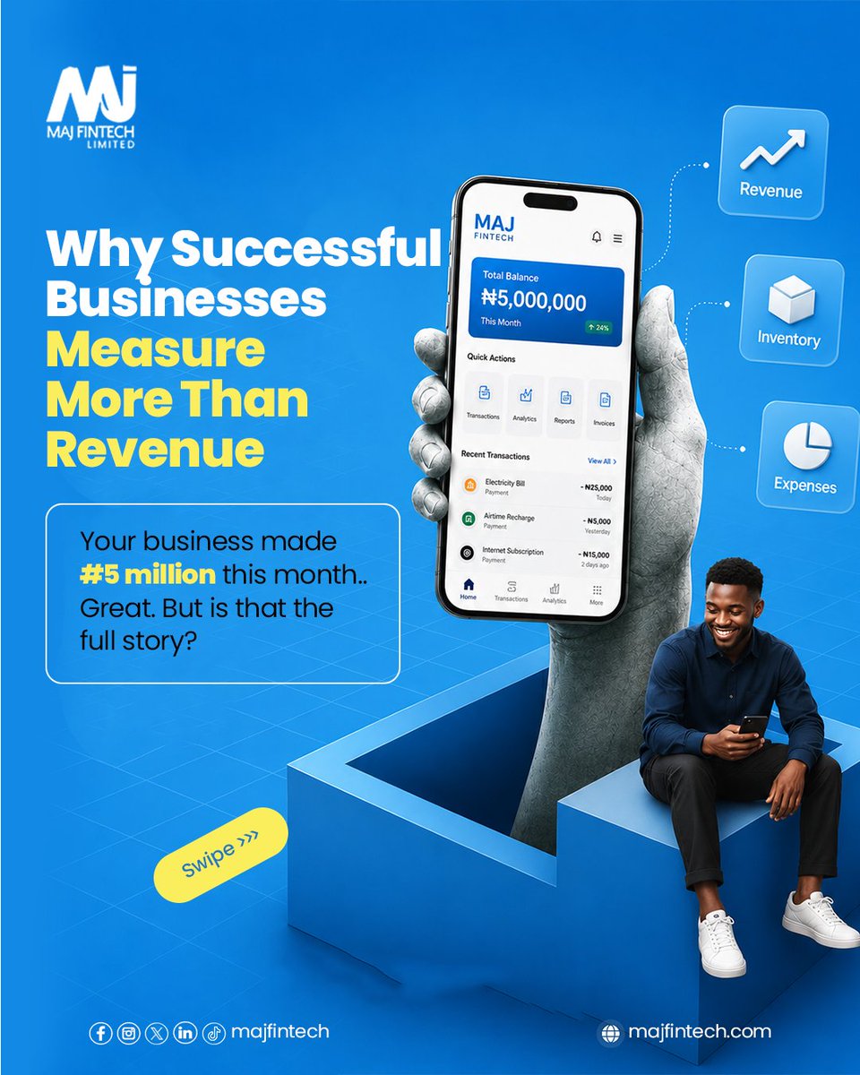 MajFintech's tweet photo. The top 100 companies in the world don't just measure what comes in, they measure what goes out and also what keeps the business operating at maximum capacity.

If you're only aware of what comes in, then you can only see a part of the full story. https://t.co/PnRDlITSYV