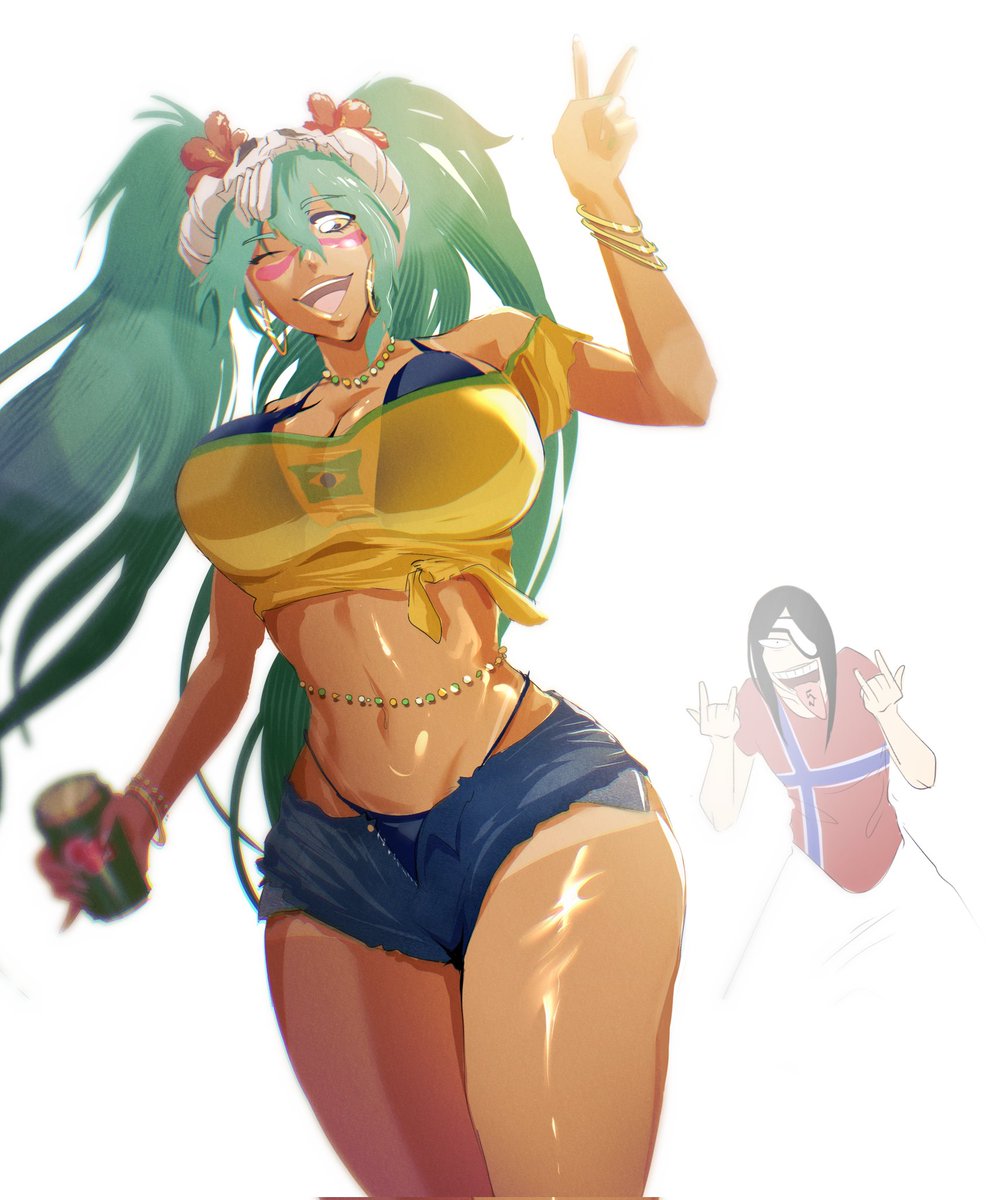 VeeePawoon's tweet photo. I took a while but I finally drew Nelliel as Brazilian Miku 🇧🇷🐏

#BLEACH https://t.co/2ChqaOkGev