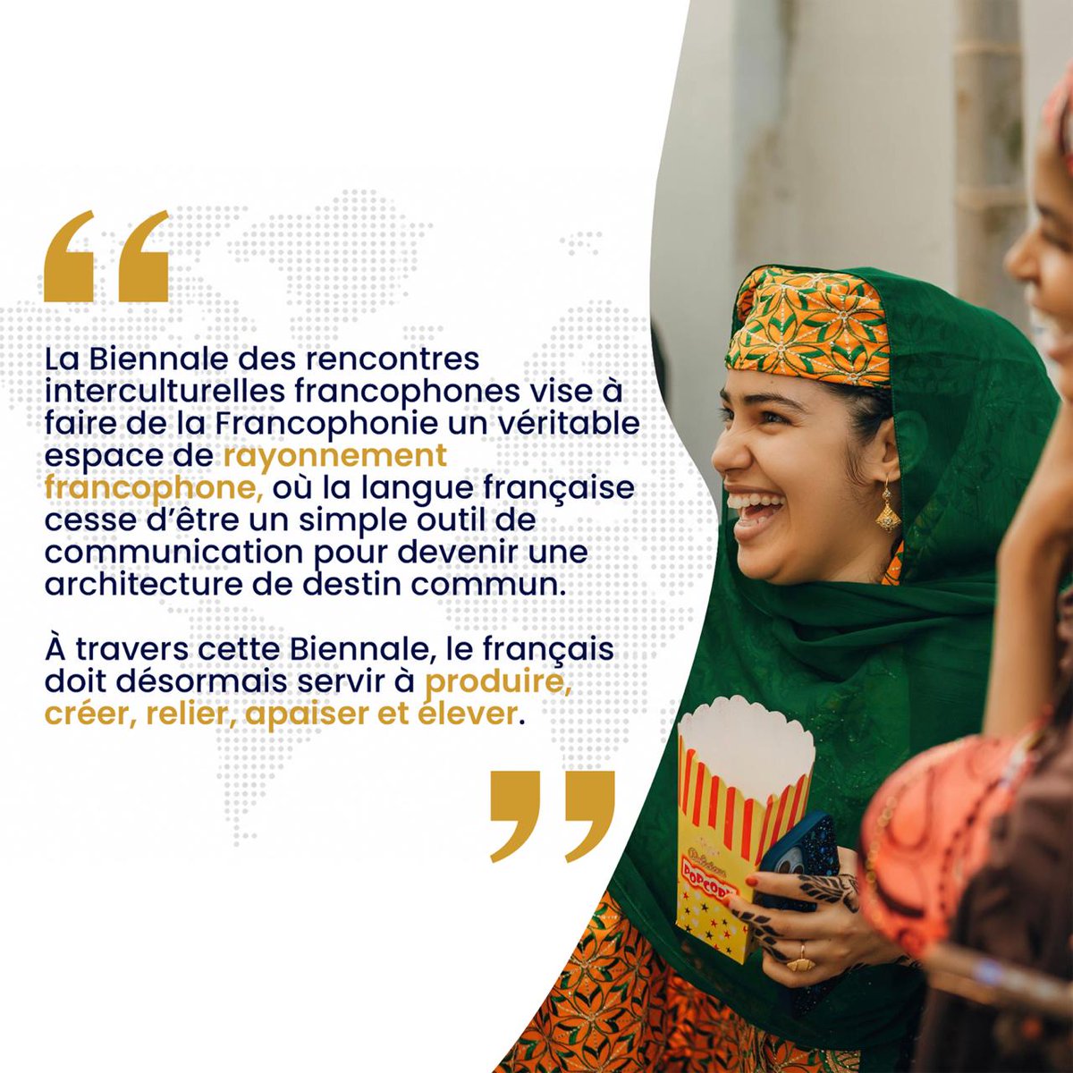 JulianaLumb's tweet photo. Projet n°1 : La création d'une Biennale des rencontres interculturelles francophones

Cette initiative s'inscrit dans ma vision pour la Francophonie, que je développe dans mon ouvrage « Pour la Francophonie des peuples », qui sera bientôt disponible.

La Francophonie est cet espace où l'on partage une langue commune, le français, mais elle doit aussi devenir un espace où l'on construit l'avenir.

À travers cette Biennale, je porte une ambition claire : faire du français une langue qui produit, crée, relie, apaise et élève.

Ma vision est celle d'une Francophonie capable de transformer sa richesse culturelle en opportunités économiques, de rapprocher les peuples par le dialogue, de valoriser les industries culturelles et créatives, et de faire émerger une nouvelle génération de talents, d'idées et d'innovations.

La Biennale des rencontres interculturelles francophones incarne cette vision d'une Francophonie d'action, d'innovation et d'avenir.

#LumumbaOIF #Francophonie2026 #NouveauLivre #PourLaFrancophonieDesPeuples #BiennaleDesRencontresInterculturellesFrancophones