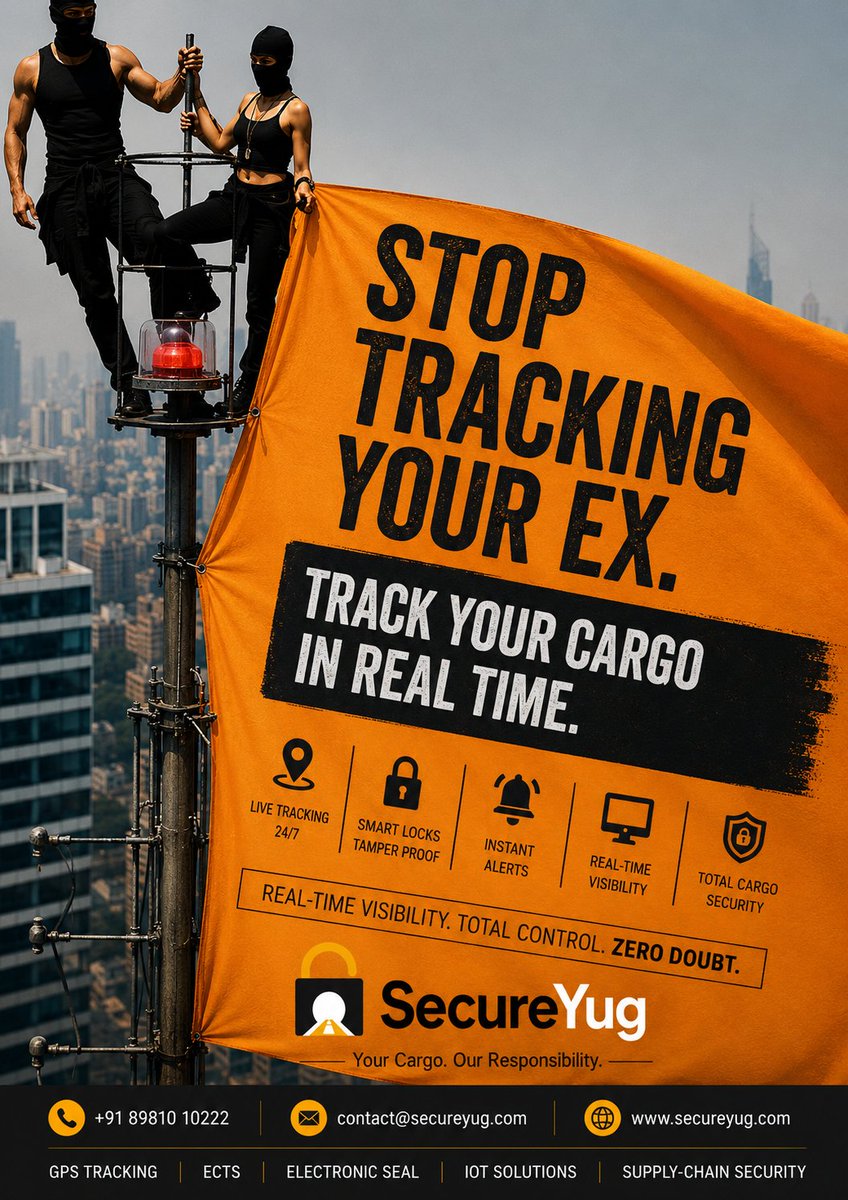 SecureYug's tweet photo. Stay in control with SecureYug's smart cargo security solutions.
🔒 Electronic Cargo Seals
📍 Real-Time GPS Tracking
🚨 Instant Tamper Alerts
🌐 End-to-End Supply Chain Visibility
Your Cargo. Our Responsibility.
📧 contact@secureyug.com
 https://t.co/1qfl56nOtp
📞 +91 89810 10222 https://t.co/chE3rMt184