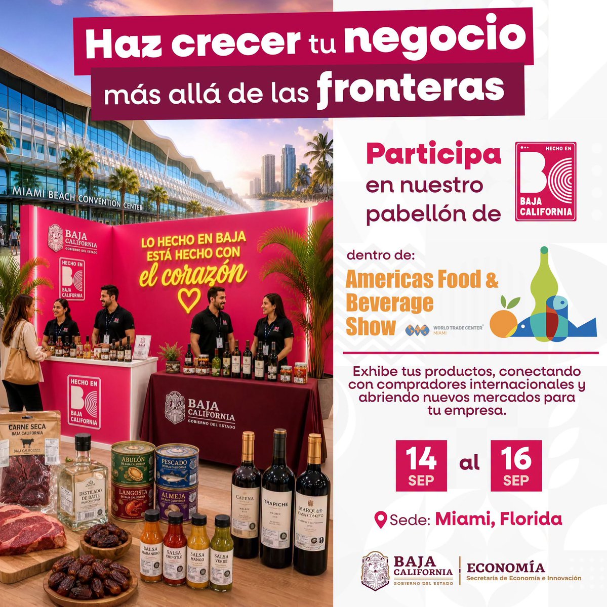E4TMX's tweet photo. #E4TDifunde
🌎Si tu #MiPyME elabora productos con potencial de exportación en #BajaCalifornia, participa en el Americas Food & Beverage Show 2026 y conecta con compradores internacionales.
📝Regístrate: https://t.co/PcWEJ4Hw4A
#HechoEnBajaCalifornia #ComercioInternacional https://t.co/7vYDHl9ykN