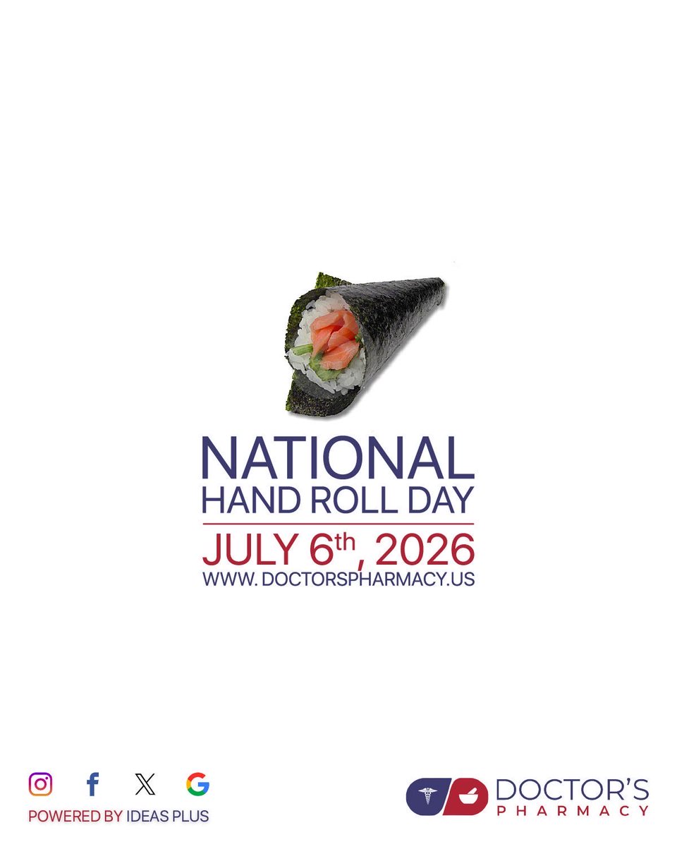 godoctorsrx's tweet photo. National Hand Roll Day is celebrated each year to honor the delicious and convenient sushi hand roll, also known as a temaki. Filled with fresh ingredients and wrapped in crisp seaweed, hand rolls are a favorite among sushi lovers for their flavor and simplicity. https://t.co/26zvHZi2eW