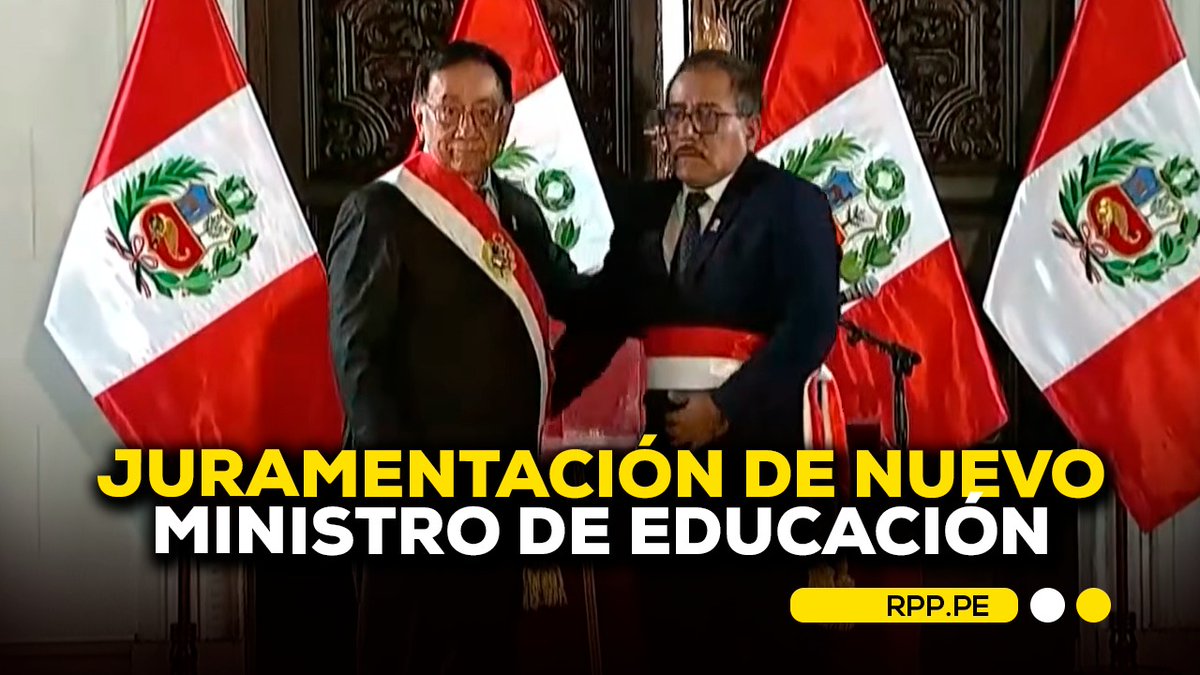 RPPNoticias's tweet photo. 🔴El presidente José María Bálcazar tomó juramento al nuevo ministro de Educación, Jorge Alfonso Marticorena Mendoza, quien reemplaza a María Esther Cuadros Espinoza en dicha cartera.

👉https://t.co/7Km08n6a8d
#DIRECTOENDIRECTO https://t.co/xvPUkyiRFK