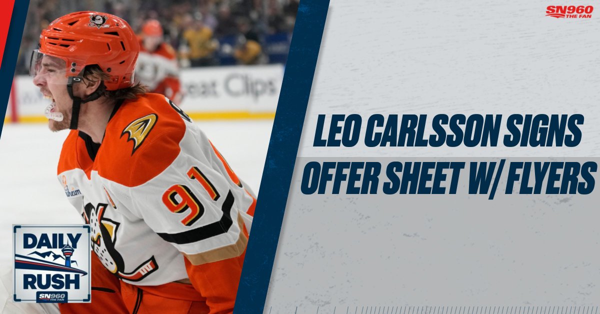 Sportsnet960's tweet photo. 📲ON DEMAND: Hour 1️⃣ of the Daily Rush w/ @shanvirjee &amp; @connorgronsdahl:

📝 Leo Carlsson signs an offer sheet with the Flyers

🔊 https://t.co/1E3NgTYC5r https://t.co/Tl1W7zoGxG