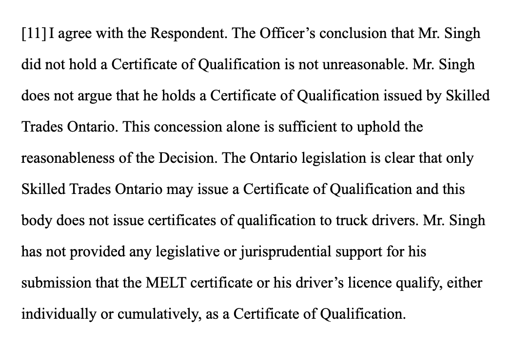 ImmigrateMb's tweet photo. Does having a license to operate a Truck Driver Gives Your 50 Points in Express Entry? 

𝗡𝗼𝘁 𝗶𝗳 𝘁𝗵𝗲 𝗖𝗲𝗿𝘁𝗶𝗳𝗶𝗰𝗮𝘁𝗲 𝗼𝗳 𝗤𝘂𝗮𝗹𝗶𝗳𝗶𝗰𝗮𝘁𝗶𝗼𝗻 𝗶𝘀 𝗻𝗼𝘁 𝗶𝘀𝘀𝘂𝗲𝗱 𝗯𝘆 𝘁𝗵𝗲 𝗦𝗸𝗶𝗹𝗹𝗲𝗱 𝗧𝗿𝗮𝗱𝗲𝘀 𝗢𝗻𝘁𝗮𝗿𝗶𝗼.
#CDNIMM #ImmigrationConsultant #CanadaImmigration #ExpressEntry
Decision: https://t.co/8G6cr8sPfD