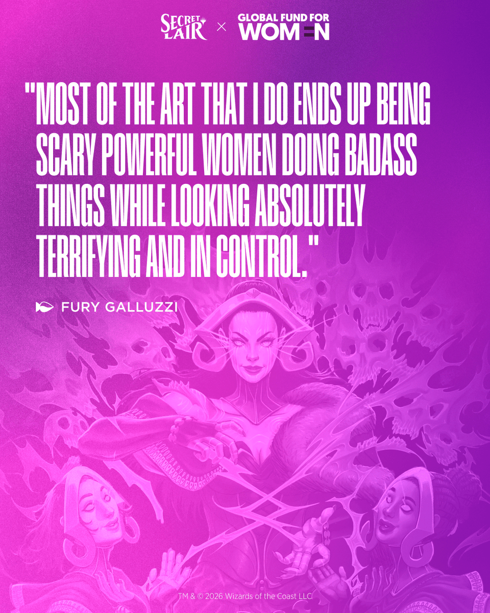 MTGSecretLair's tweet photo. The magic didn’t make itself. Their Magic is Limitless was created by artists and designers at the forefront of making the game we love more equitable. Swipe to meet them, then get yours on July 20th. 50% of every sale goes directly to Global Fund for Women. https://t.co/ufFsmV8i62