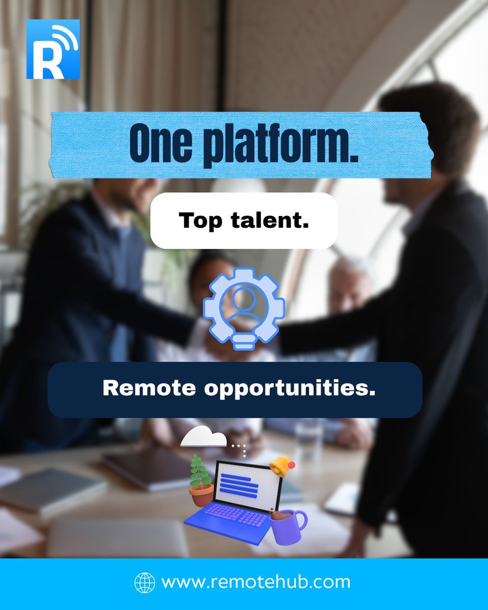 remotehub_com's tweet photo. Whether you're searching for remote jobs or hiring skilled professionals, RemoteHub brings the right people together. π
πΌ Find opportunities.
π€ Hire top talent.
π Grow with RemoteHub.
π https://t.co/LMBOCQFqDF
#RemoteHub #RemoteJobs #FreelanceJobs #RemoteWork https://t.co/b9MOjFLr4O