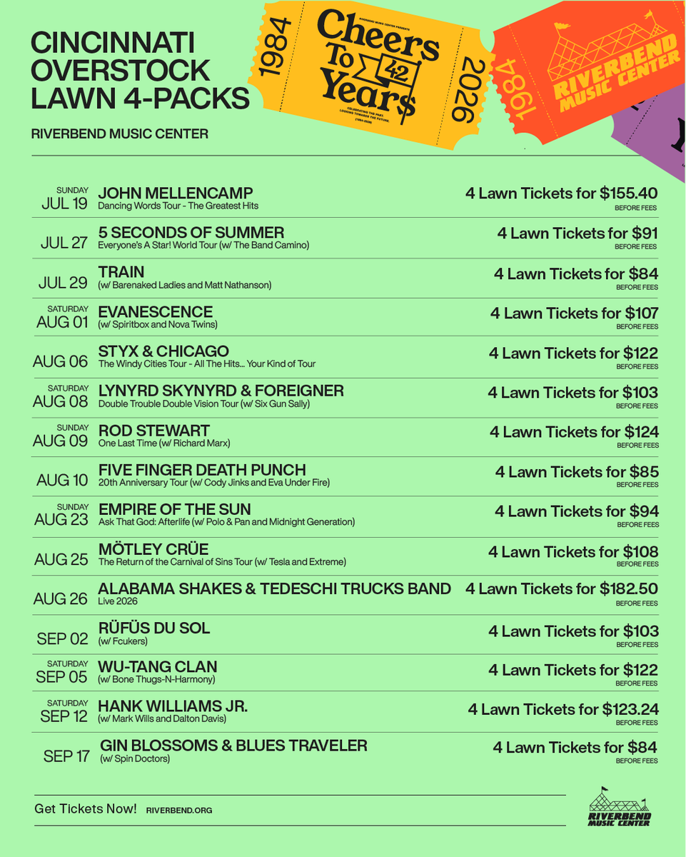 riverbendpnc's tweet photo. Purchase your Lawn 4-Pack without service fees in cash at our box office during business hours.

🎟️ https://t.co/Bp0DKzb0yY https://t.co/Iu8Zq7O9Se