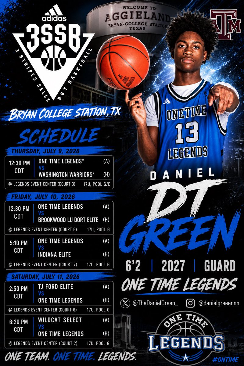 TheDanielGreen_'s tweet photo. My Session 3 Adidas 3SSB schedule for Bryan,Tx July 9-12 https://t.co/ZhBm9iPp9v