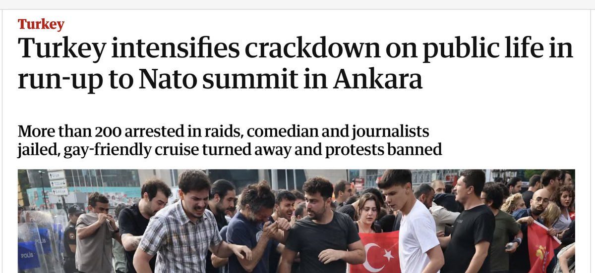 ChrisVanHollen's tweet photo. NATO was founded as an alliance of both security & democratic values. Hosting this summit in Turkey while ignoring Erdogan's daily attacks on freedom and the rule of law isn't diplomacy, it's complicity.
 
We must not be silent. We should call out Erdogan's abuses. 

https://t.co/8W2fYLJv4b