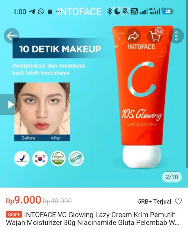 Bio_Lesson's tweet photo. 🔥 INTOFACE VC Glowing Lazy Cream 30g Rp9.000

10 detik makeup, brightening & moisturizing ✨ Niacinamide + Gluta!

Link: https://t.co/JcOTYHVEVg

Buruan glowing tanpa ribet! ⏰🔥

#LazyCream #INTOFACE #SkincareMurah
Jangan lupa follow untuk promo, info diskon dan kode voucher setiap harinya