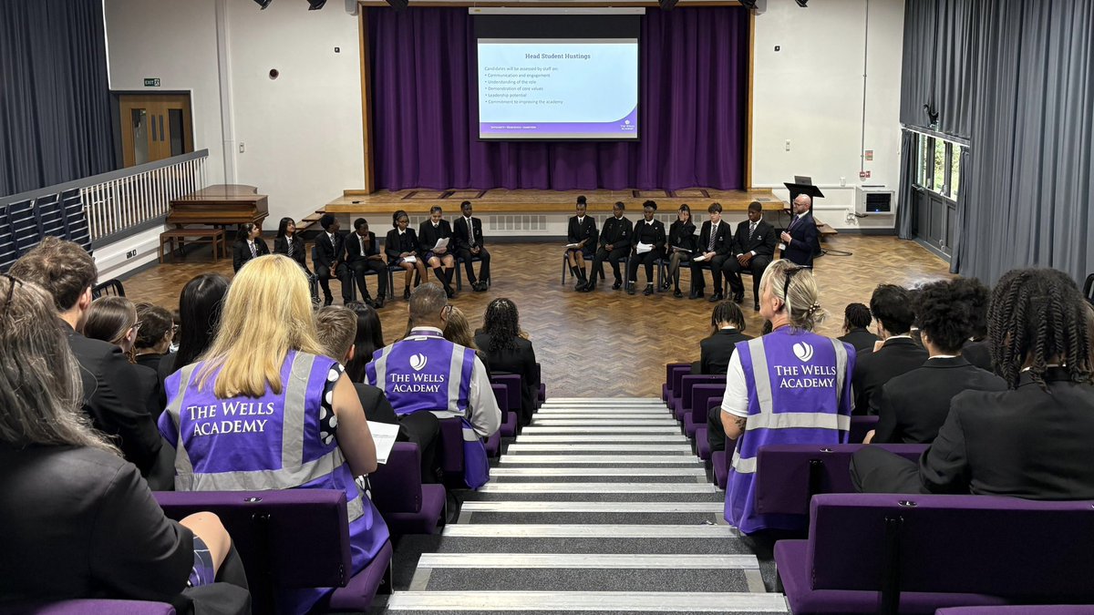 TheWellsAcademy's tweet photo. A huge well done to our Year 10 students who took part in today’s Head Student hustings! 

Candidates confidently responded to questions in front of staff and their peers. We are incredibly proud of you all!

The next stage of the process continues later this week. https://t.co/Pk79Y87vyE