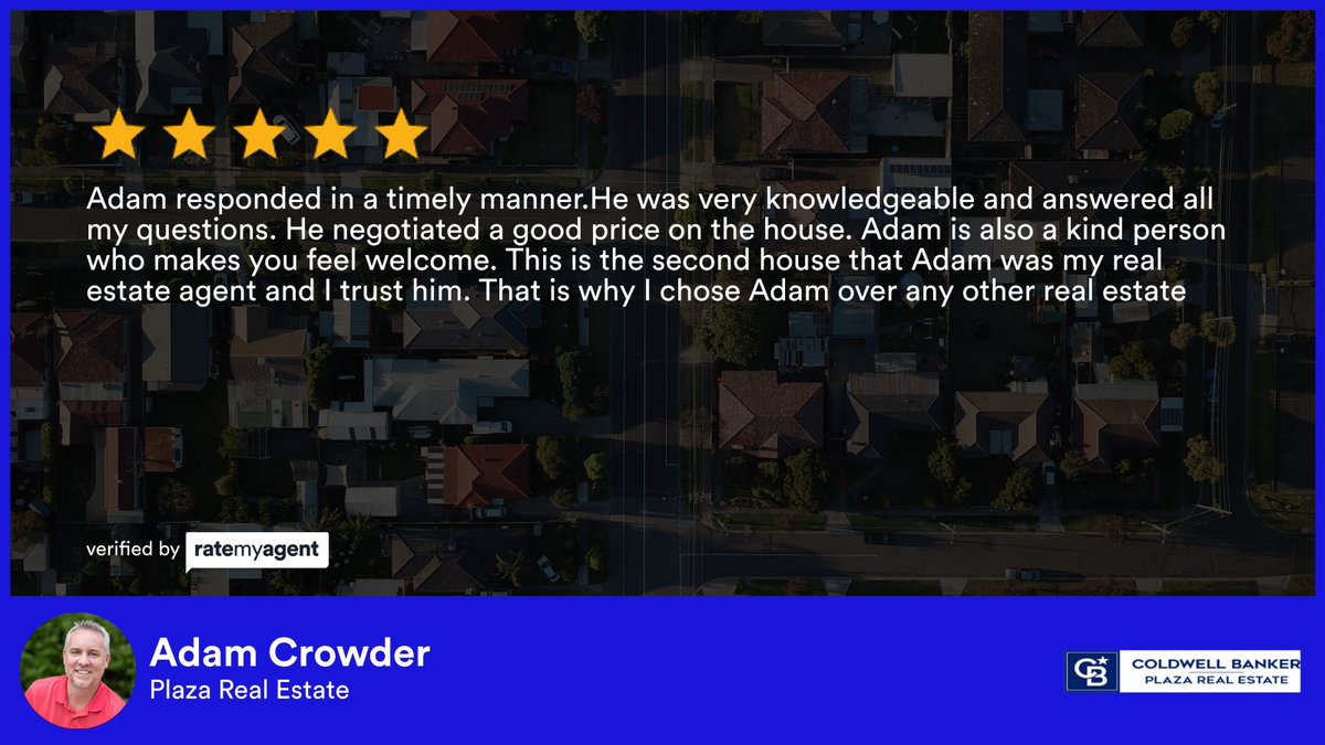AdamCrowder14's tweet photo. My latest RateMyAgent review in Wichita.
Broker BR00235264
https://t.co/3XnAxZwpkr

...
#ratemyagent #realestate #Coldwell_Banker_Plaza_Real_Estate https://t.co/1nnKcAeagK