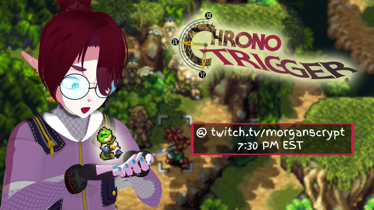 MorgansCrypt's tweet photo. The Gang's back together and we're off on some sidequesting! βοΈπΈπ©βπ¬πΈπ€πΌπ§
Come hang out with your new favorite vampire and talk RPGs tonight at 7:30 PM EST!
https://t.co/z3EEozXY6D
#MorgansCrypt #IndieVtuber #ENVTuber #ChronoTrigger https://t.co/M8GDfgHI3G