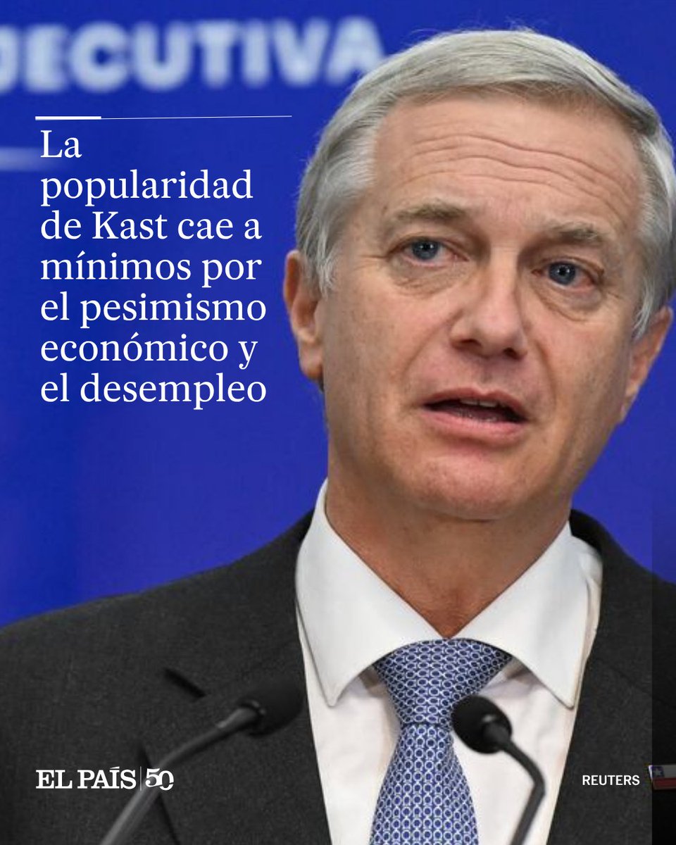 ElPaisAmericaCo's tweet photo. 🇨🇱 El presidente José Antonio Kast atraviesa su peor momento de popularidad desde que llegó a La Moneda. El deterioro en la aprobación a la gestión del mandatario llega tras conocerse que la tasa de desocupación está en su peor nivel en cinco años

🔗 https://t.co/tnMjhD0LkA https://t.co/iNXM8qPCx0