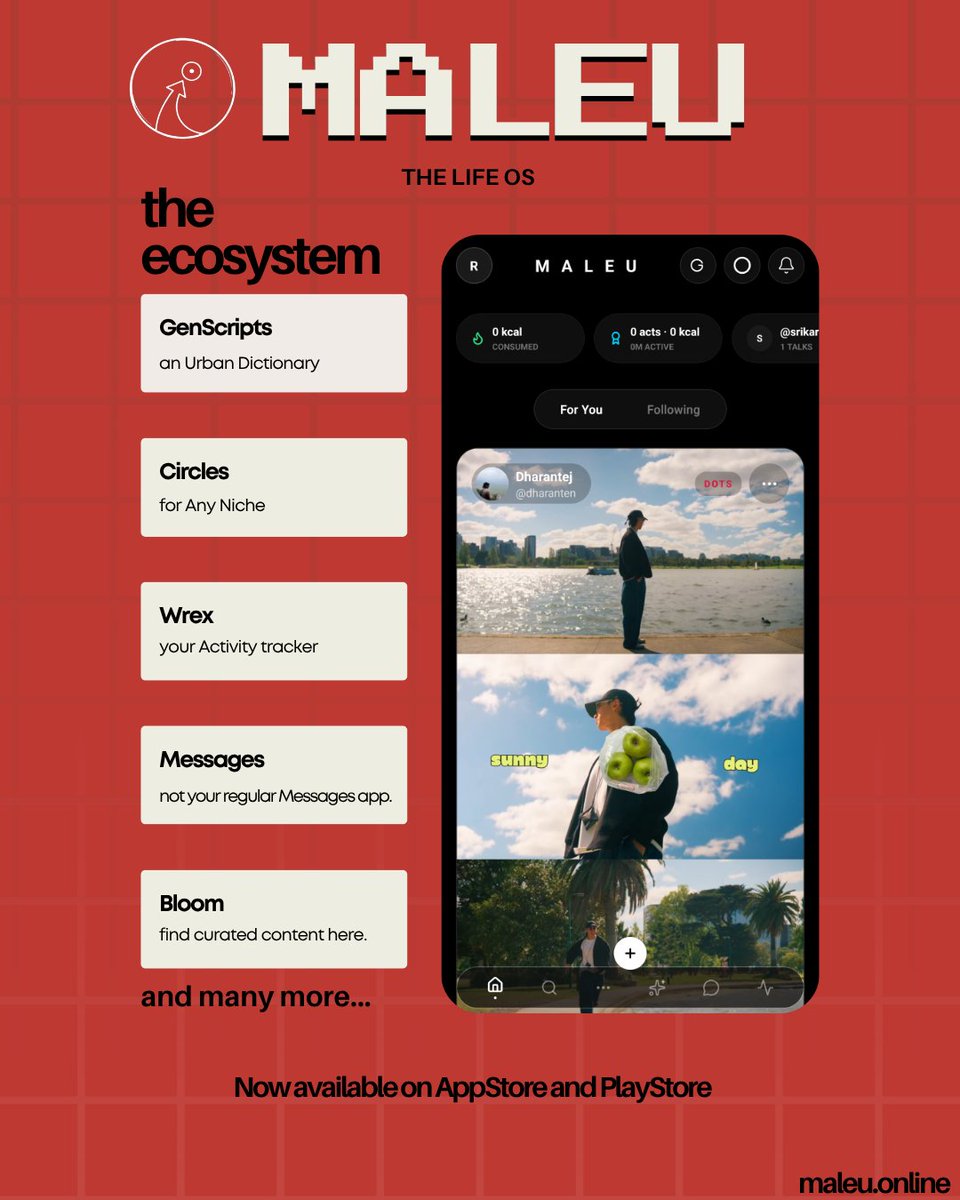 maleuAphelion's tweet photo. We just launched Maleu a social app where effort is the algorithm, not attention
We're Maleu (https://t.co/vvZJUjIerE) and we just went live on the App Store and Google Play. The
idea: visibility should come by what you create, not from feeding a recommendation
engine. #ecosystem https://t.co/ZPKebGMRQQ