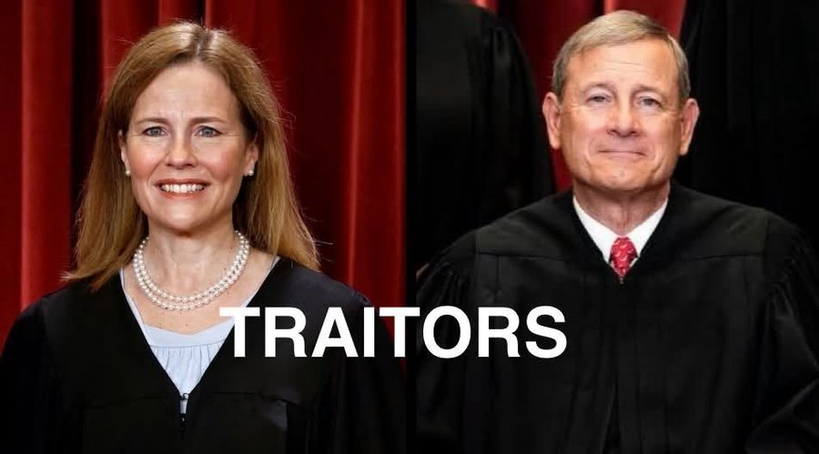 KennethFCrowe1's tweet photo. Two Supreme Court “conservatives” just proved why we can’t trust the establishment.
Chief Justice John Roberts and Justice Amy Coney Barrett have once again sided against the Constitution and the will of the American people.
Biggest disappointments on the bench.
TRAITORS.
The country sees you. History will judge you harshly. What’s the next betrayal?