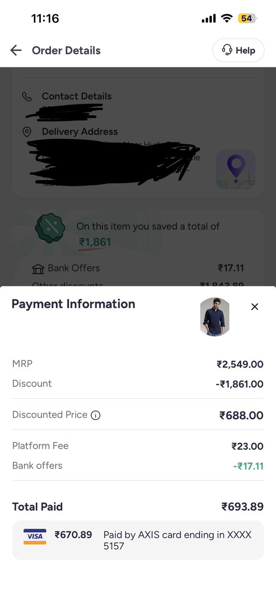 yodkwtf's tweet photo. @MyntraSupport @myntra sent me the WRONG shirt (half-sleeve instead of full-sleeve) — for the SECOND time on the same order. Now trying to lower my refund from ₹670 to ₹622 and charging me a fee for YOUR mistake. Order #1335137. Fix this. #MyntraFail #ConsumerRights https://t.co/SiMGpvBPNU