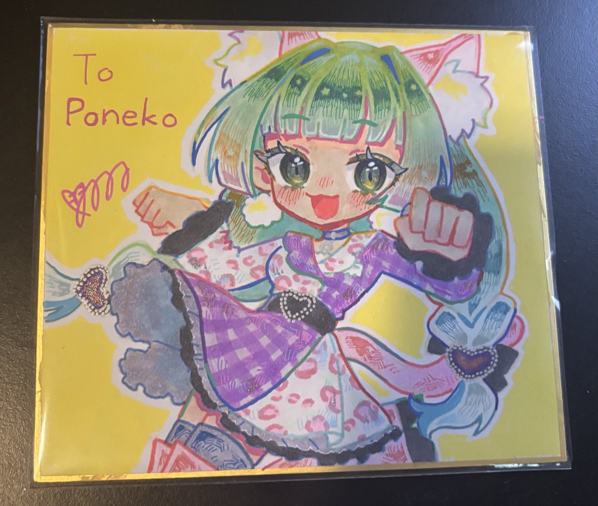 PonekoVT's tweet photo. @nullmaki drew an adorable physical drawing of me at AX ❤️

#PonekoPaintings https://t.co/bY3GPg7wsU