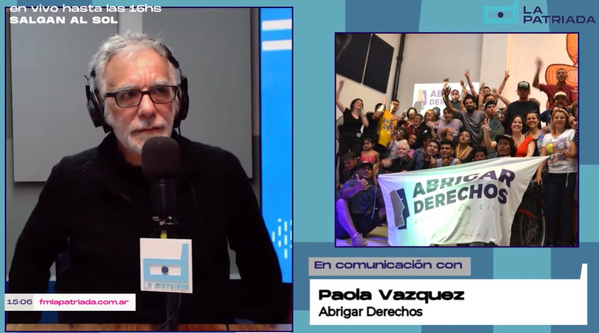 FMLaPatriada's tweet photo. #AHORA 📞 Dialogamos con Paola Vazquez de Abrigar Derechos, en #SalganAlSol por https://t.co/KsJHfJdX9s https://t.co/MKmP1JofVD