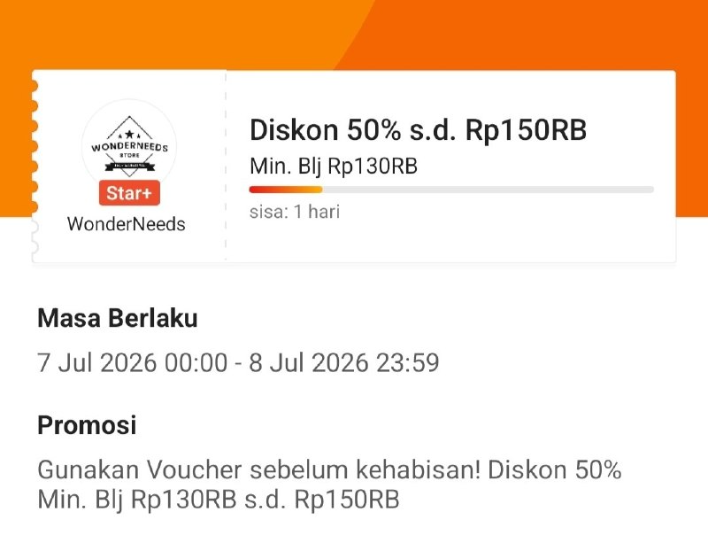 Bio_Lesson's tweet photo. 🔥 VOUCHER WONDERNEEDS 50% s.d. Rp150RB • Min. Beli Rp130RB

Berlaku hari ini! Buruan klaim sebelum hangus ⏰

Link Toko: https://t.co/OKapYdwlae

CEPET pakai! 🔥

#VoucherShopee #WonderNeeds #Diskon50
Jangan lupa follow untuk promo, info diskon dan kode voucher setiap harinya https://t.co/Q6mhFHwhMy
