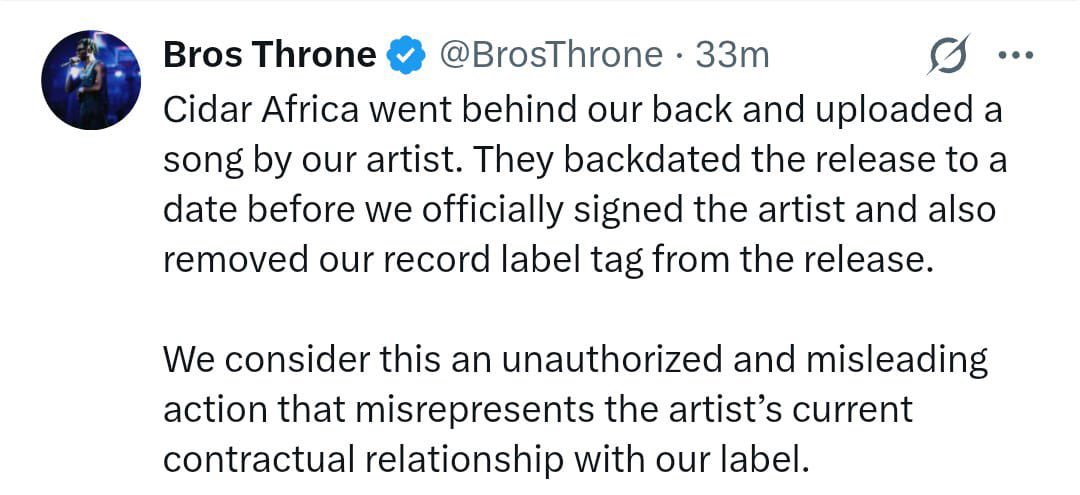 ade_babyyyyy's tweet photo. Kidd Carder's record label, @BrosThrone Records warns other artiste and the world about how fraudulent @cidar_africa can be. 

More info via pictures on thread!👇 https://t.co/PrBRqgvxrr