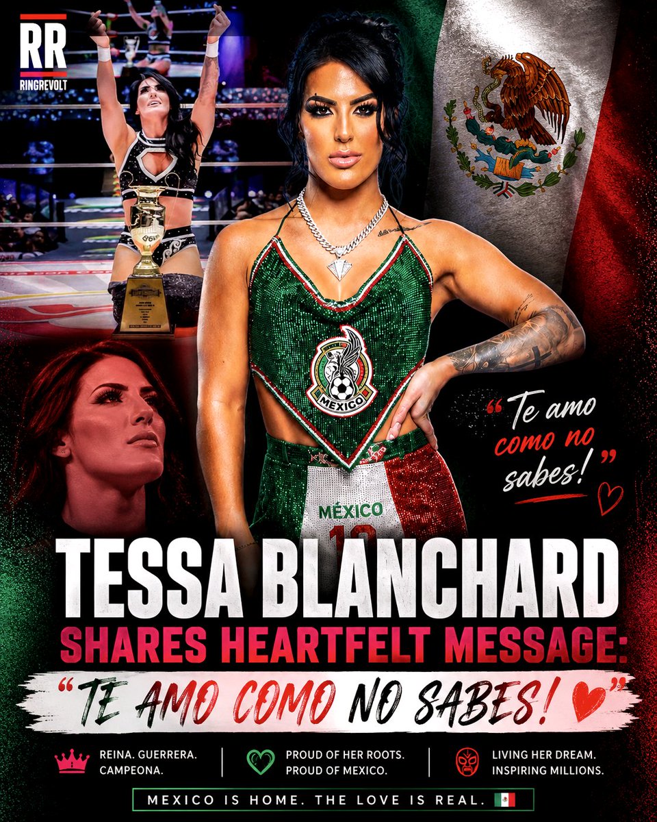 RingRevolt's tweet photo. Tessa Blanchard shared a heartfelt message to Mexico after another memorable appearance in CMLL:
"I love you more than you know, Mexico." ❤️
The bond between Tessa and the CMLL fans continues to grow.
#TessaBlanchard #CMLL #LuchaLibre #WomensWrestling https://t.co/9H92FTcJE3