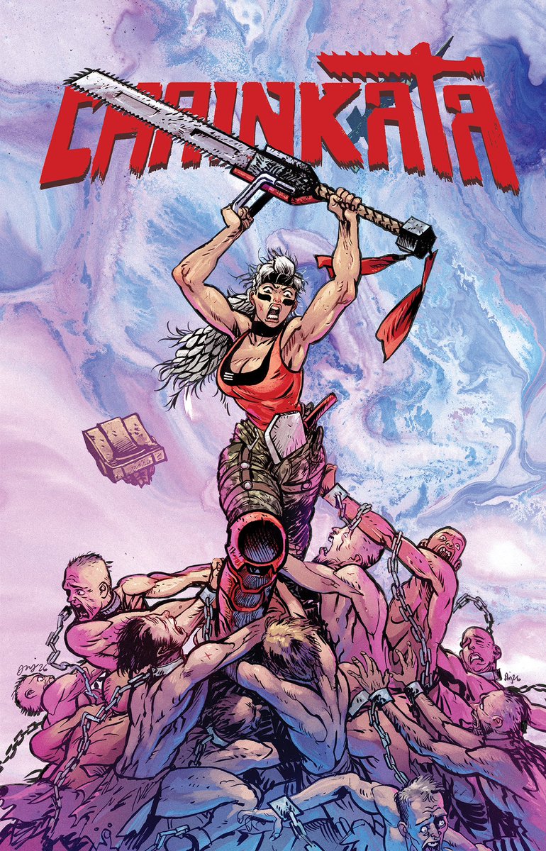 danielwarrenart's tweet photo. CHICKS. WITH CHAINSAWS. IN SPACE. CHAINKATA COMES TO YOUR LOCAL COMIC SHOP NOVEMBER 2026 WITH @ImageComics (thanks to Mike Spicer for the colors on this cover!) https://t.co/ofUOFwwNSb