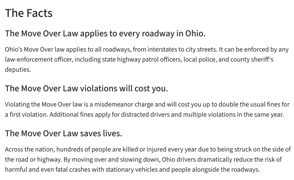 ODOT_SEOhio's tweet photo. On this #MoveOverMonday, just a few important reminders about the Move Over Law. https://t.co/CfAriheUPQ