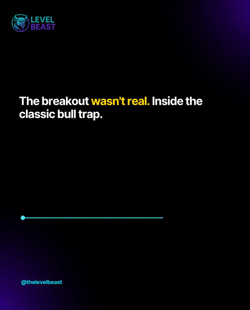 thelevelbeast's tweet photo. The breakout wasn't real.

Bull traps: institutions distribute into the buyers chasing above resistance. The tell — a high-volume wick that closes back inside.

Free Trap Playbook (36 patterns): https://t.co/JksqO52pTC

Education, not financial advice. https://t.co/qFnBG5HCSB