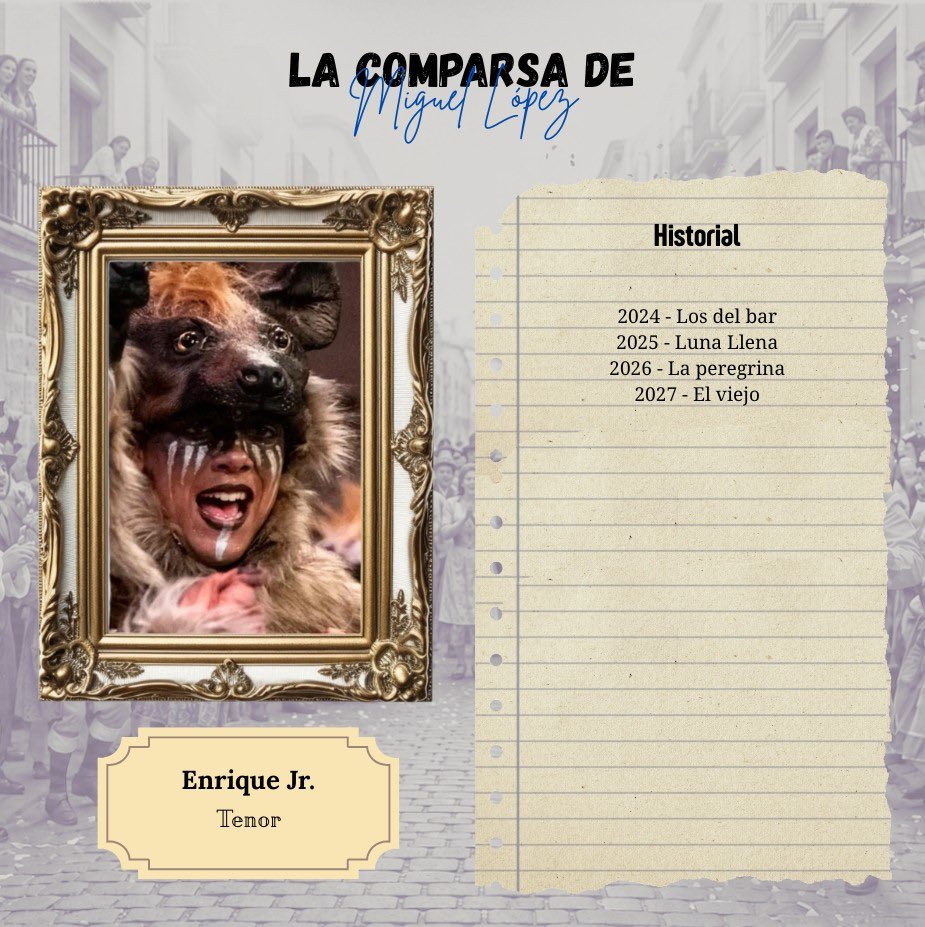 Comparsaml's tweet photo. 🎭 Seguimos presentando a los componentes de este año.

Hoy es el turno del alevín de la comparsa: Enrique Jr. 💙

Talento, ilusión y muchísimas ganas de seguir creciendo en el Carnaval. Estamos seguros de que aprenderemos tanto de él como él de nosotros.

¡Disfruta del camino🎭 https://t.co/uOedz585vK
