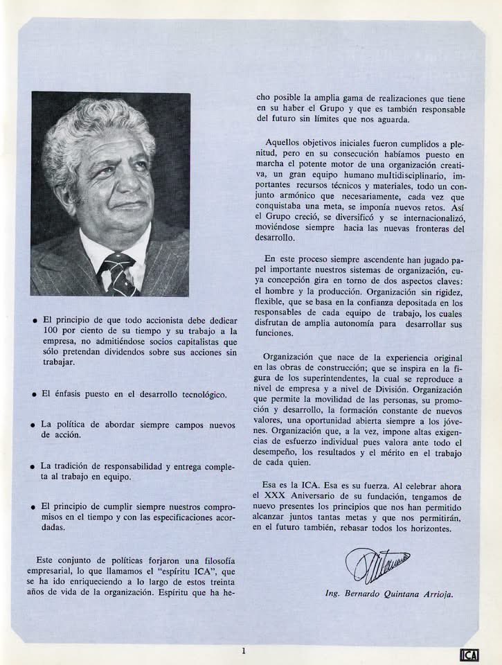 ICAMexico's tweet photo. ¡Voces fundacionales! Con motivo del 30 de aniversario de ICA, en 1977 se publicó una revista conmemorativa con entrevistas sobre quienes "llegaron en la primera hora de la empresa y cuya vida está íntimamente ligada al desarrollo del grupo" #LibrosFICA https://t.co/VXkHiNvwVh