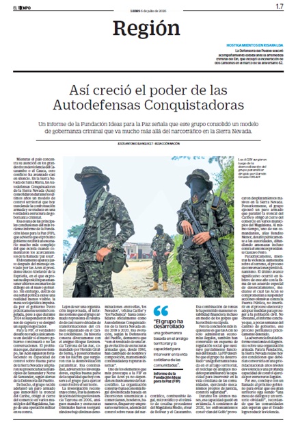 Giarias's tweet photo. Una radiografía del control y poder de las @ACSN_oficial, su gobernanza criminal, sus disputas con @soygaitanista, sus impactos humanitarios y en el sector productivo y comercial, y el estado actual de la mesa de diálogos. @ideaspaz advierte que entender el caso de las ACSN es indispensable para comprender uno de los escenarios de violencia más complejos y menos visibles del Caribe colombiano. El llamado es claro: estos no pueden seguir siendo una mesa de diálogos y un territorio olvidados. La comunidad aún mantiene la expectativa de que el gobierno mantenga el diálogo y resuelva la violencia, y esta demanda debe ser atendida en el próximo gobierno. Lea el informe completo: https://t.co/1sbV7nfY5V - @DefensoriaCol @MarnIris @JuanitaGoe @EspinosaRadio @Lerberlisandro @PersoSantaMarta @PdhalSN @TrejosRosero @JesuB @AbadColorado @LasNoticiasTel @LauraJBonilla @mvllorentesardi 
@RSilvaRomero @javierflorezh @KyleEnColombia
@JuanitaVelezF @oscar_parrac @javierosu451
@MajaVelez @MarnIris @TrejosRosero
@leonardonzalez @agaviriau @guerrastian
@JorgeARestrepo @maxgilr @NubiaERojas
@julianrios_m @EBecharaGomez @HugoASeguridad
@DiegoFuerteB @andrespreciado3 @AndresCBarrero
@Larepeticion @Santorrado @arlenebtickner  @pmolanoayala
@JohannaAlvarezQ @JuanPappierHRW @juanortega3
@ricarospina @jmantillaba @ealvarezvanegas @juaniDelaHoz @mjbristow