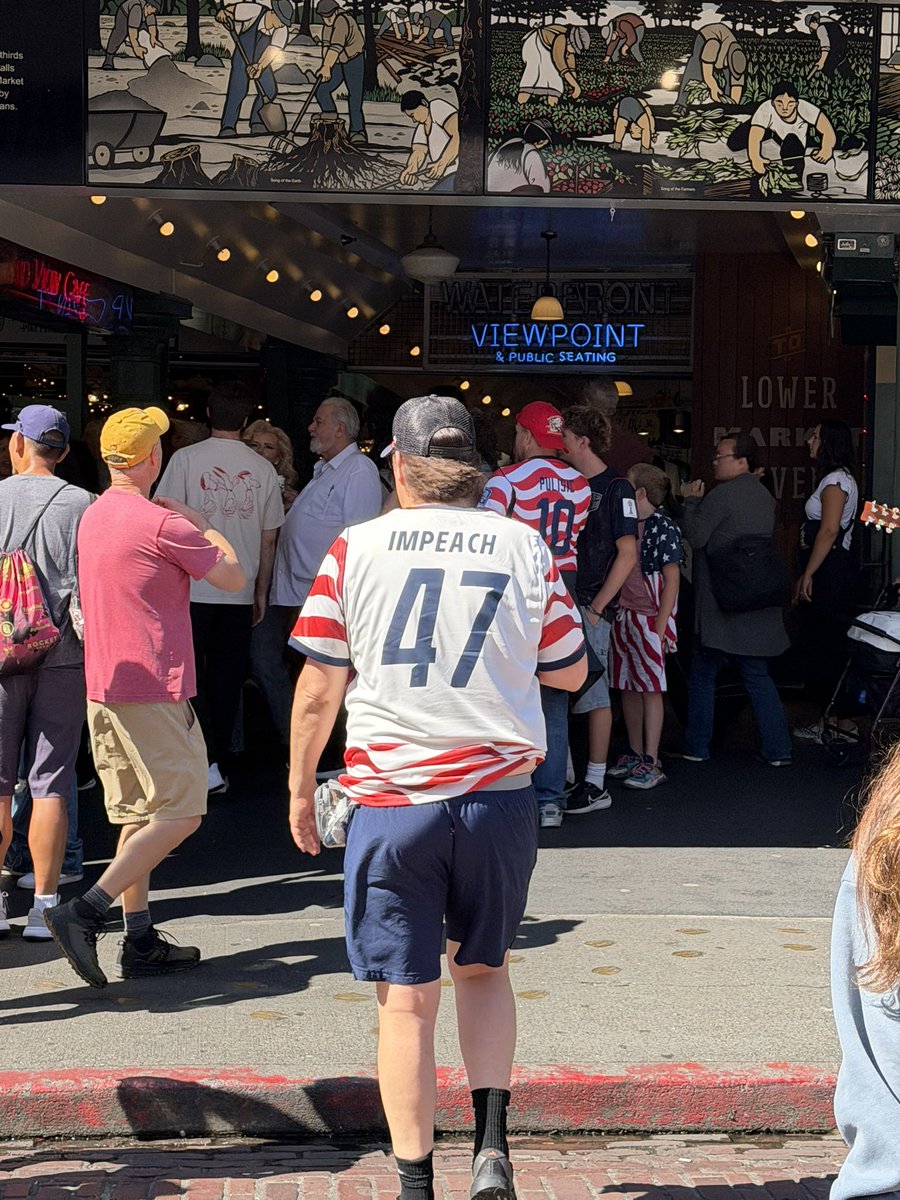 tombogert's tweet photo. Walking around Seattle ahead of the USMNT game. Plenty of USMNT jerseys including this custom one IMPEACH kit for Donald Trump.

Trump is at the center of a World Cup controversy, calling Gianni Infantino in hopes of overturning Flo Balogun’s red card suspension. FIFA insists he didn’t have any influence. That hasn’t stopped Trump from taking credit today.

Politics & sports, eh?

Live blog: https://t.co/pxdwcH86WZ