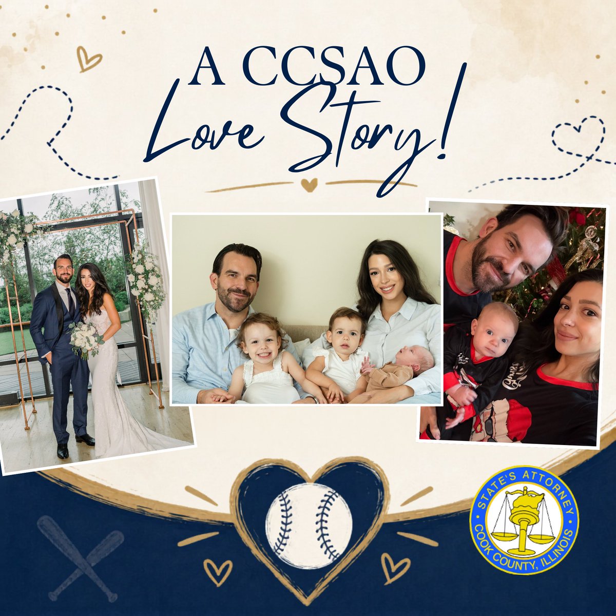 cookcountysao's tweet photo. “The CCSAO is to thank for our family.”

Assistant State's Attorneys Paige and Jon Meacham met at our annual softball tournament seven years ago. This year, they'll be there with their three kids — all raised while building their careers here!

We love our CCSAO families! https://t.co/3JZZO2pKnX