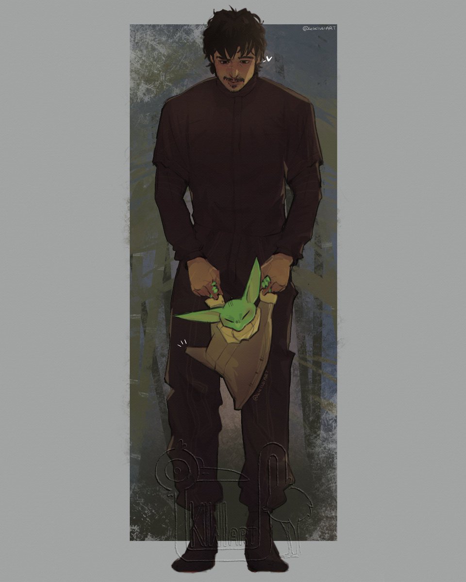 KKiwiart's tweet photo. #themandalorianandgrogu #themandalorian #grogu #art #pedropascal 
I CANNOT stop thinking about them. Help m https://t.co/OsBVp3TzQk