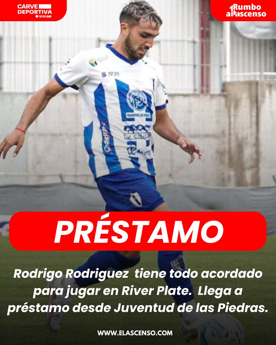 elascensouy's tweet photo. 🛑 PRIMICIA 

Ivan Rodrigo Rodriguez jugará en River Plate. Llega a préstamo desde Juventud de las Piedras por seis meses.

El darsenero continúa moviendo el mercado de pases y está en negociaciones con un volante que pasó por las formativas de Wanderers. https://t.co/ov4FPzKNLV