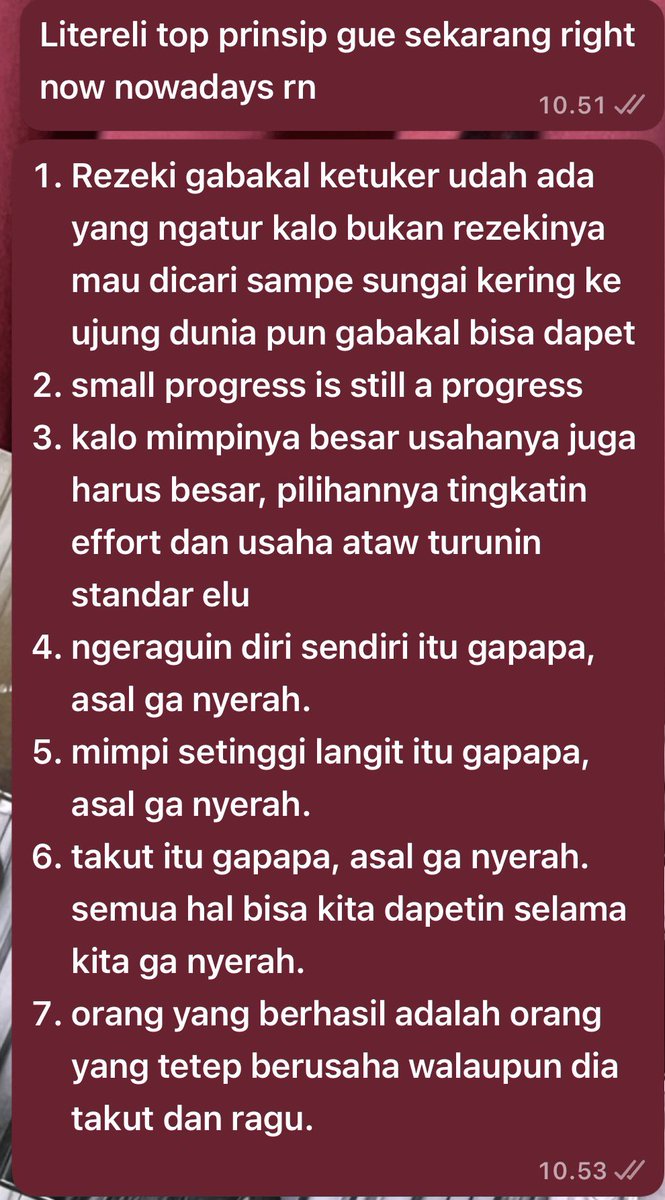 freacnk's tweet photo. Mau nitip disini biar kalo cape belajar bisa melihat prinsip dan dikasih ruang seluas luasnya dan selebar lebarnya untuk ikhlas dan tawakkal 💗 https://t.co/g4Gb5FHkmC