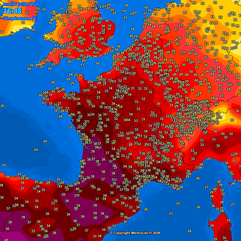 extremetemps's tweet photo. HISTORIC HEAT WAVE IN FRANCE:43C
Dozen records of July highest Temperatures smashed today including Montpellier with 38.7C.👇
Extreme heat continues in Spain and Portugal

This is the beginning of another historic heat wave which will smash hundreds of records in the coming weeks https://t.co/91s5QjjsWs