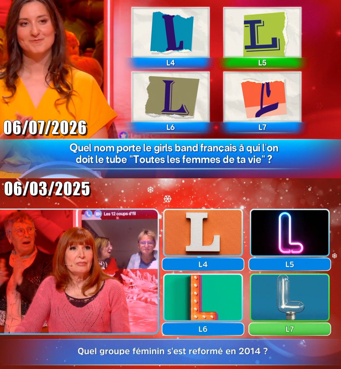 brillant_j52653's tweet photo. Un sacré hasard de retrouver deux groupes féminins dans ces propositions.
Ah, les #doublesQuestions !🙂
#Les12CoupsDeMidi #12CoupsDeMidi https://t.co/qvgQc3OaLp