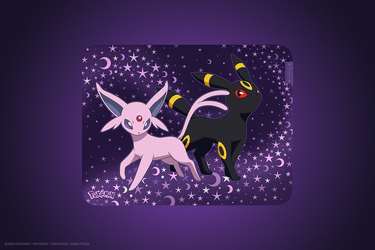 PokemonDealsTCG's tweet photo. New Umbreon and Espeon Razer Gaming Accessories (Headset, Keyboard, Mouse and Mousepad)

Headset
https://t.co/JB3pHCkY2M
Keyboard
https://t.co/k2E584VIXz
Mouse
https://t.co/ncbGDjfVKH
Mousepad
https://t.co/8oK6RGmKPo

Gengar Pokemon x Razer Headset Also Available
https://t.co/MZDtnwgSK0

#Pokemon #AD