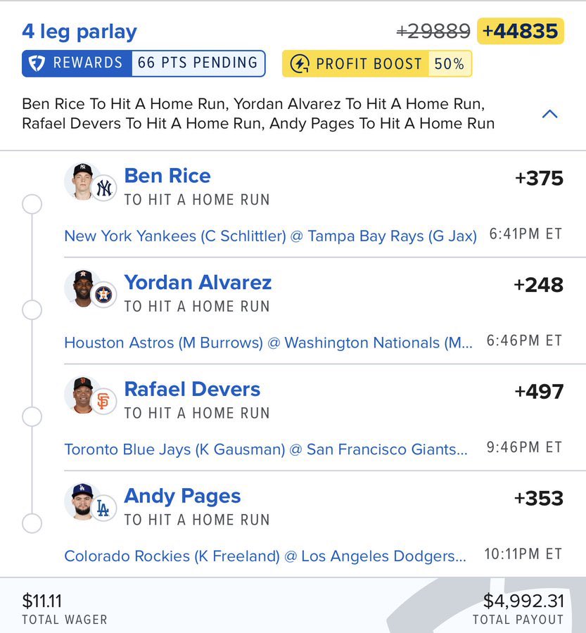 yigolor's tweet photo. DAILY DINGERS💣

$11.11 pays 4.9k💰

This is the best way to make 5k today.

Ben Rice
Yordan Alvarez
Rafael Devers
Andy Pages

#Gambling𝕏    @Playbook https://t.co/5DtdovHdJQ
