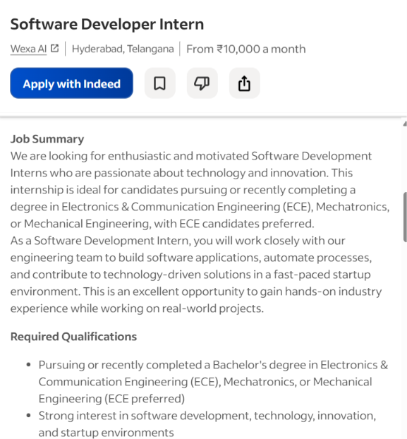 SNagarani1419's tweet photo. Am I the only one seeing this?

Role:
Software Development Intern

Eligibility:
ECE &amp; Mechanical Engineering

I've never come across a job post like this before. https://t.co/esA7L07uVn