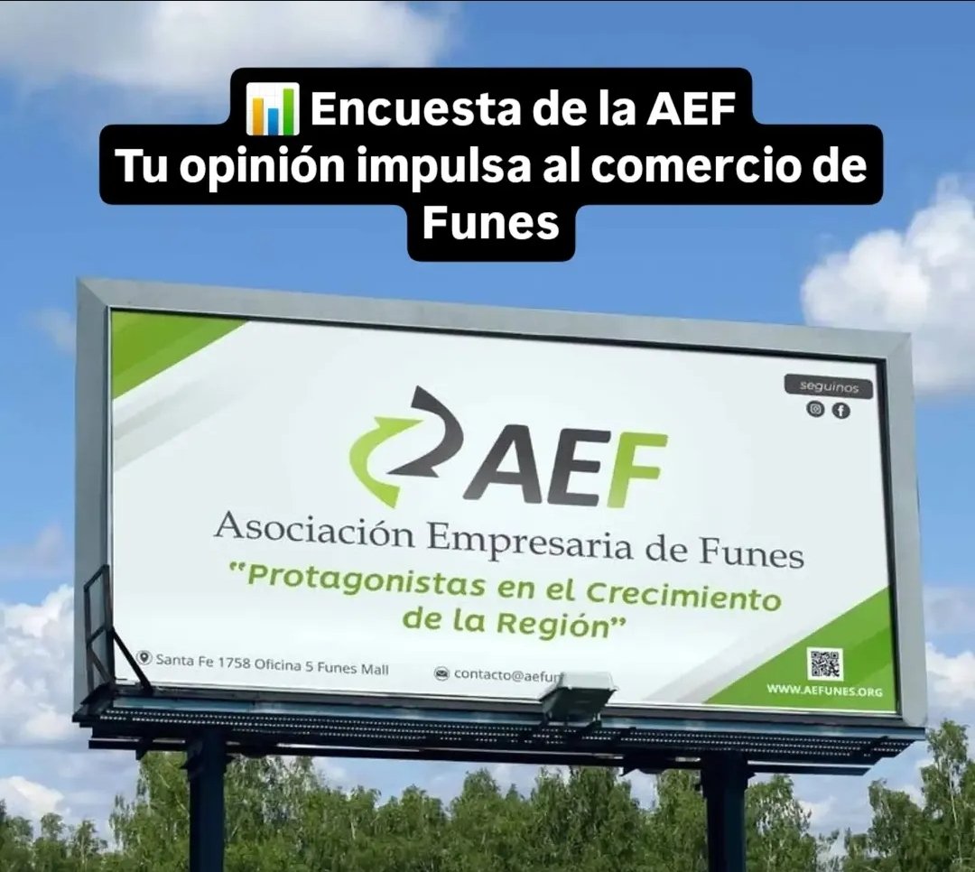 AsociacionFunes's tweet photo. 📊 Encuesta de la AEF
Tu opinión impulsa al comercio de Funes 
Formulario 👇https://t.co/xUuvUP3ZVf https://t.co/3rHx2xZOzz
