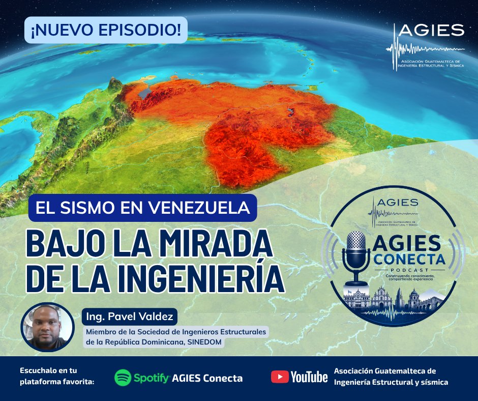 AGIESgt's tweet photo. El sismo en Venezuela bajo la mirada de la ingeniería

🎧 Escuche el episodio completo aquí:
🔴 Youtube: https://t.co/xjdtETDGjL
🟢 Spotify: https://t.co/qb8L6JqBkR

AGIES Conecta: construimos conocimiento y compartimos experiencias. https://t.co/bLhEt9lrTj