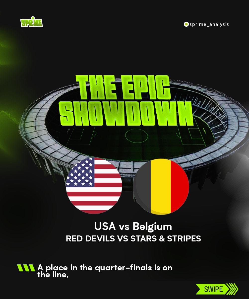 Sprime_Analysis's tweet photo. MATCHDAY | WORLD CUP 2026

🕗 8 PM WAT
🇵🇹 Portugal vs Spain 🇪🇸

🕐 1 AM WAT
🇺🇸 USA vs Belgium 🇧🇪

Two massive fixtures.
Two chances to make a statement.

Which game are you watching tonight?

#Sprime #WorldCup2026 #Matchday https://t.co/DfXchI0nwp