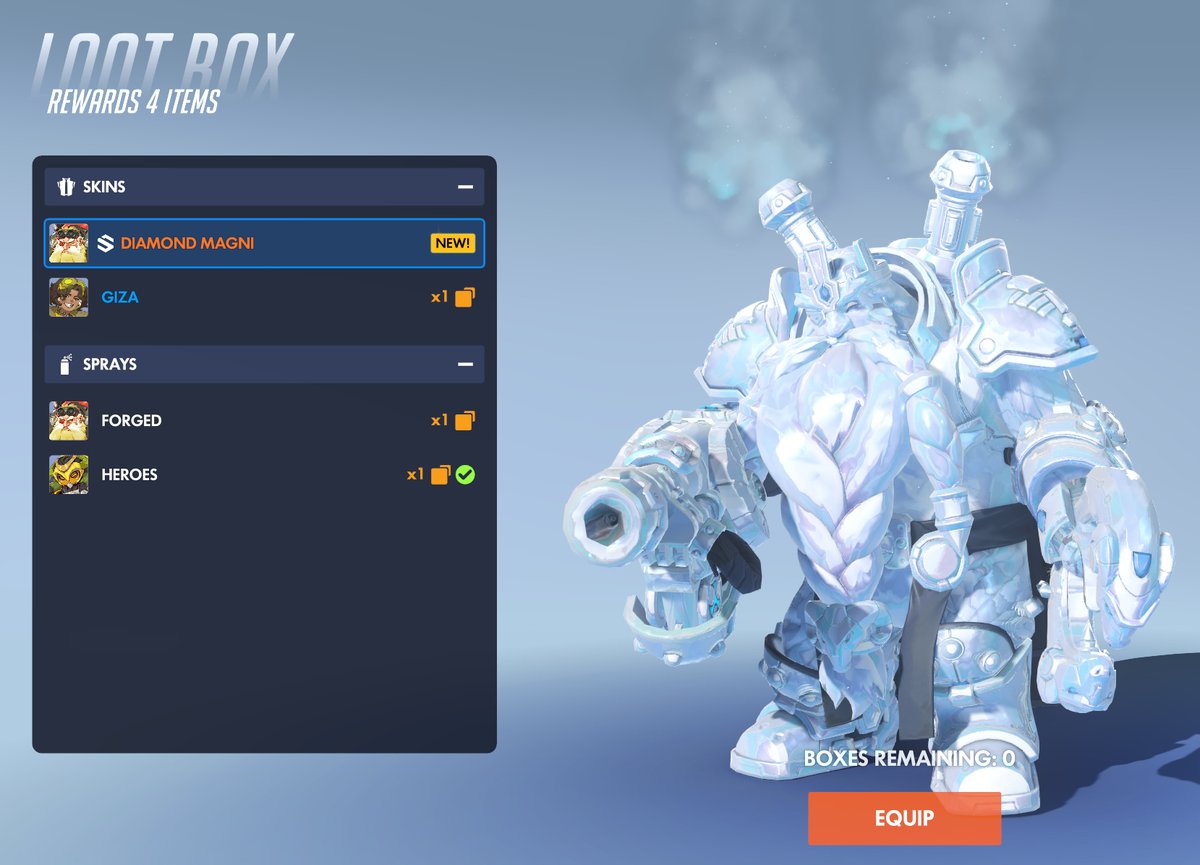 Astreairl's tweet photo. Omg I was literally JUST thinking about how awesome it would be if the legendary lootbox I spent hours grinding for contained another skin for a hero I don't play! Dreams really do come true! https://t.co/C03a3edFpF
