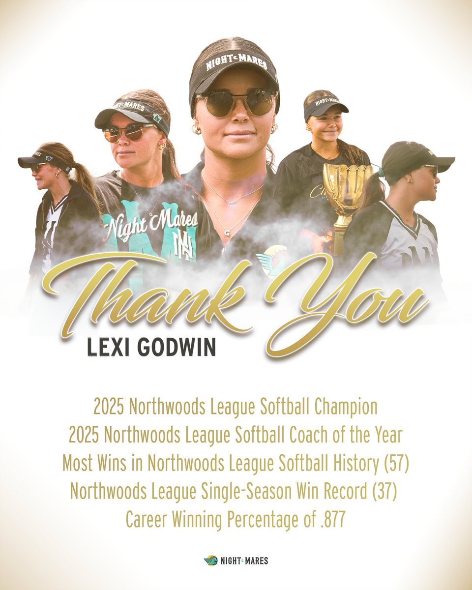 NightMares_SB's tweet photo. Thank you, Coach Lexi! We appreciate you and the incredible impact you left on our organization and community during your time in Madison, highlighted by countless Northwoods League Softball records and our team's first ever Championship! 👏

We wish you the best of luck as you continue your career at Pitt and you'll always be part of the Night Mares family! 🐴